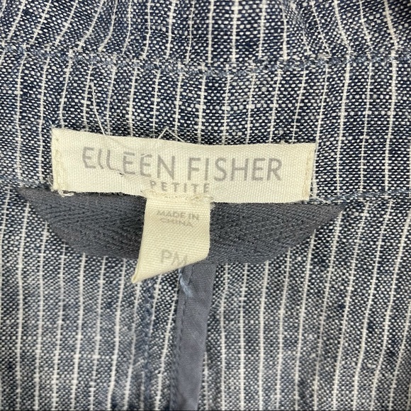Eileen Fisher chambray railroad Linen Blazer - Picture 7 of 11